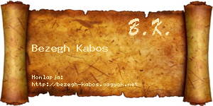 Bezegh Kabos névjegykártya